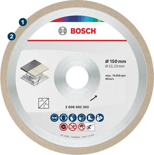 Bosch дијамантски диск за сечење плочица 150 мм.