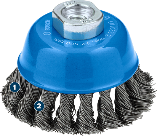 Bosch Metall-Topfbürste, schwer, 75 mm, für Winkelschleifer.