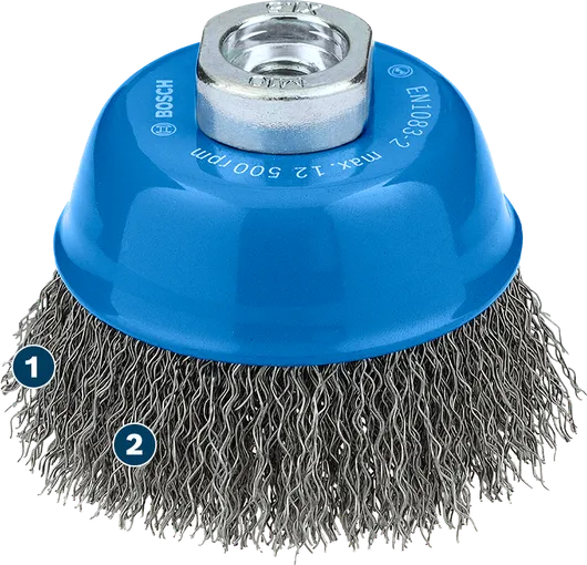 Brosse de nettoyage de métaux Bosch 75 x 0,3 mm pour meuleuses d'angle.