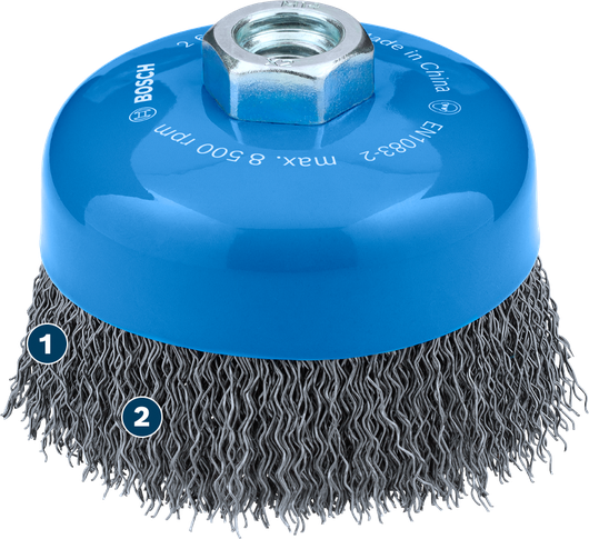 Cepillo de copa Bosch Metal Clean de 100 mm para amoladoras angulares.