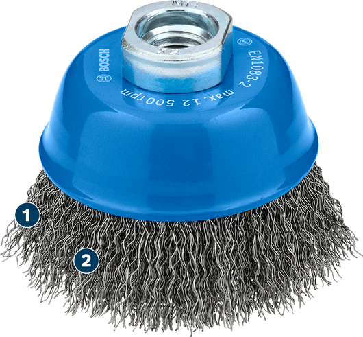 Cepillo de copa Bosch Metal Clean de 75 mm para amoladoras angulares.