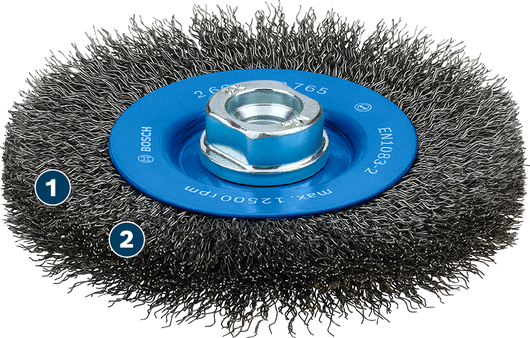 Bosch Metal Clean Wire Wheel 115 mm for angle grinders.