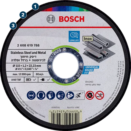 Disco da taglio Bosch per acciaio inossidabile e metallo, lunga durata.