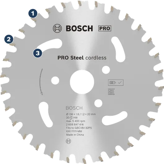 Lame de scie sans fil Bosch PRO Steel pour coupe-armatures.