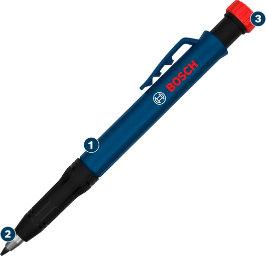 Lápiz mecánico Bosch de mina HB de 2,8 mm con orificio profundo.