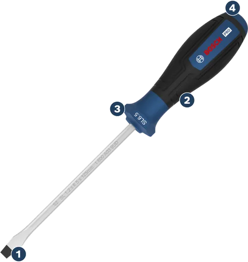 Destornillador plano Bosch Pro SL 6.5 con mango ergonómico.