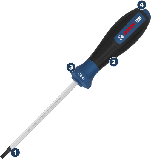 Destornillador plano Bosch TH120 con mango ergonómico.