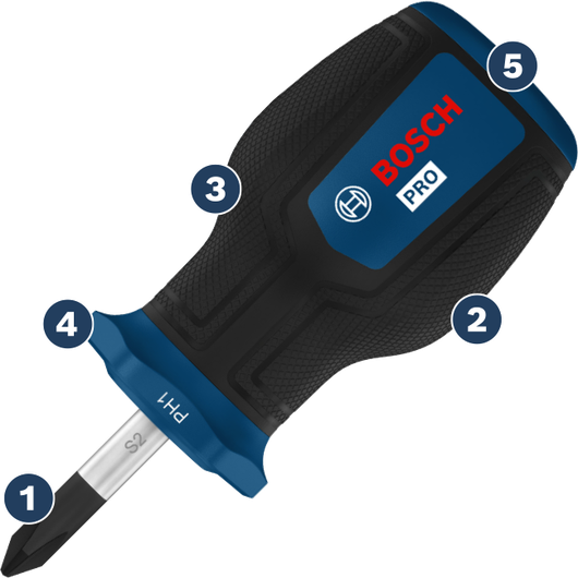 Destornillador Bosch PH1 Pro con mango ergonómico.