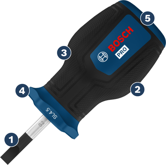 Destornillador Bosch Pro SL4.5 con mango ergonómico.