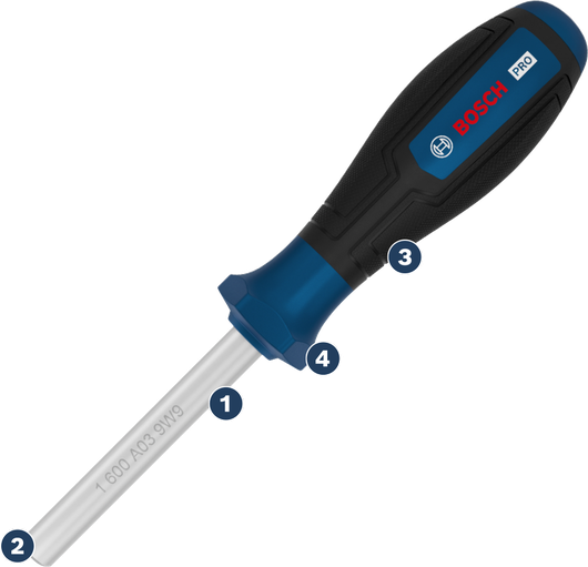 Destornillador Bosch PRO con mango ergonómico.