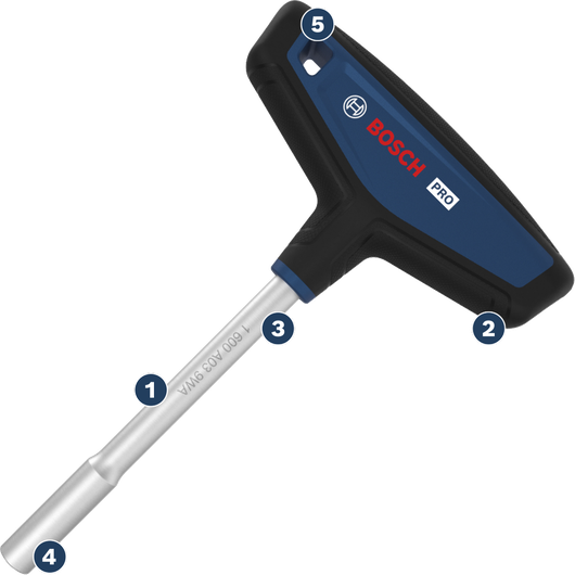 Destornillador Bosch PRO con mango en T y empuñadura ergonómica.