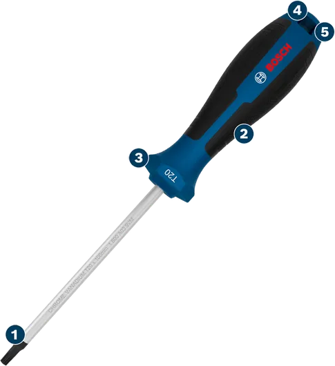 Destornillador Bosch T20 con mango ergonómico.