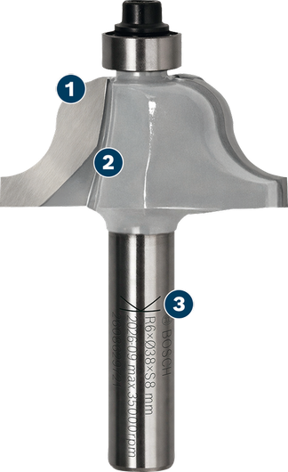 Bosch Roman Ogee router bit, 38mm diameter R6 shank 8mm.
