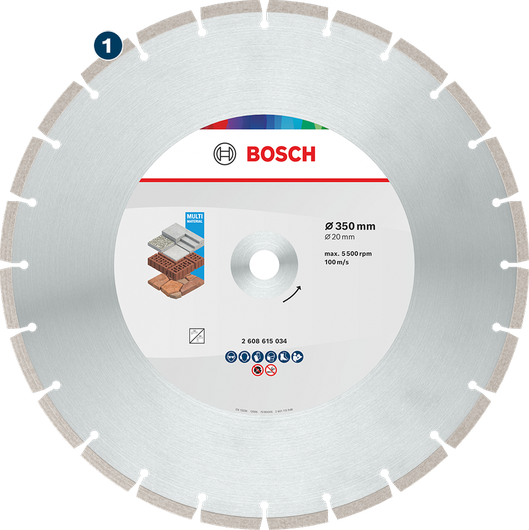 Disco de corte de diamante multimaterial Bosch de 350 mm.