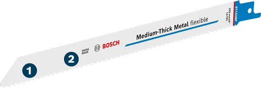 Bosch medium-thick metal flexible reciprocating saw blade.