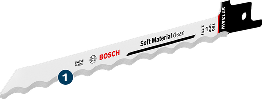 Bosch S713AW-blad för ren sågning av mjuka material.