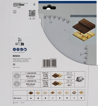Bosch PRO Wood Circular Saw Blade 160 mm 3 pcs pack.