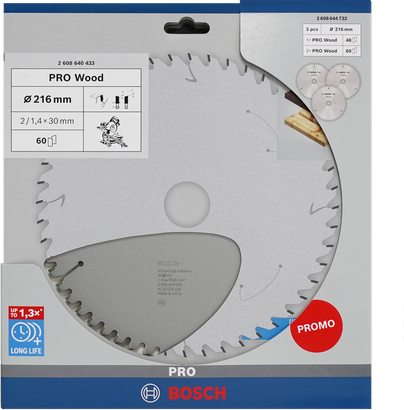 Bosch PRO Wood Circular Saw Blade 216 mm 3 pcs pack.