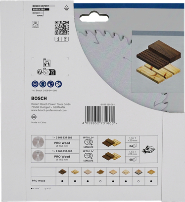 Bosch PRO Wood Circular Saw Blade 165 mm 2 pack.