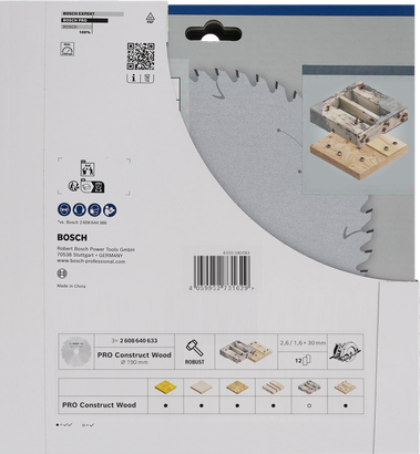 Bosch PRO Construct Wood Circular Saw Blade 190 mm promo pack.