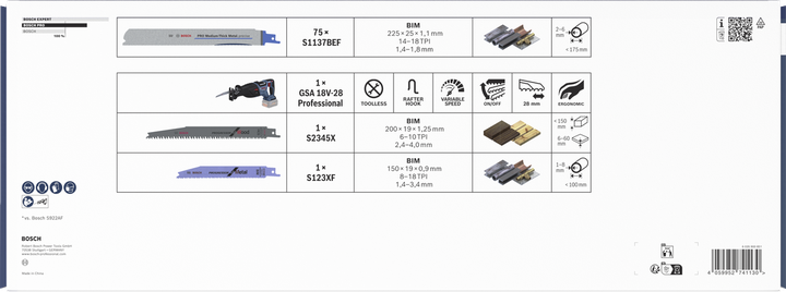 Bosch PRO Zubehörset für mitteldickes Metall RSB und GSA 18V-28 Säbelsägen.