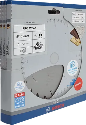 Bosch PRO Wood 165 mm Kreissägeblatt 3er-Pack.
