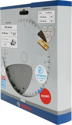 Bosch PRO Wood circular saw blade 165 mm 3 pcs promo pack.