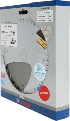 Bosch PRO Wood Kreissägeblatt 165 mm 3er-Packung.