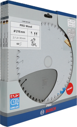 Bosch PRO Wood 216 mm circular saw blade 3-pack.