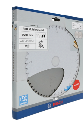 Bosch PRO Kreissägeblatt für Holz und verschiedene Materialien, 216 mm, Aktionspackung.