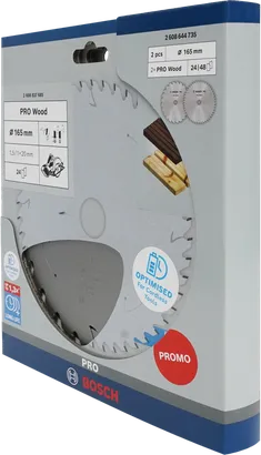 Bosch PRO Wood 165 mm Kreissägeblatt-Aktionspackung.