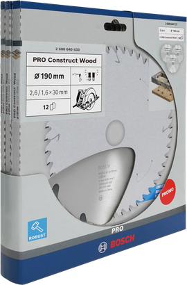 Bosch PRO Construct Wood 190 mm Kreissägeblatt 3er-Pack.
