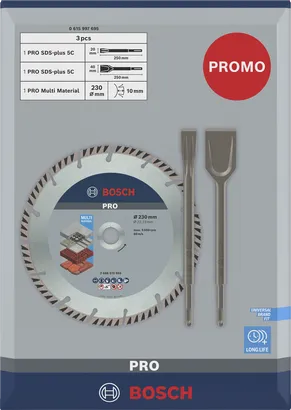 Kit de corte y cincelado Bosch PRO de 230 mm con juego de cinceles.