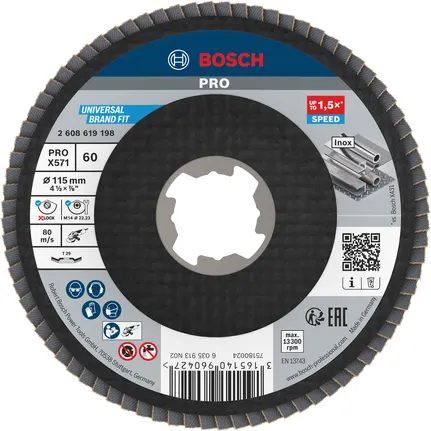Bosch Professional Disco de láminas PRO X571, acodado, 115 mm, G60, X-Lock · 2608619198