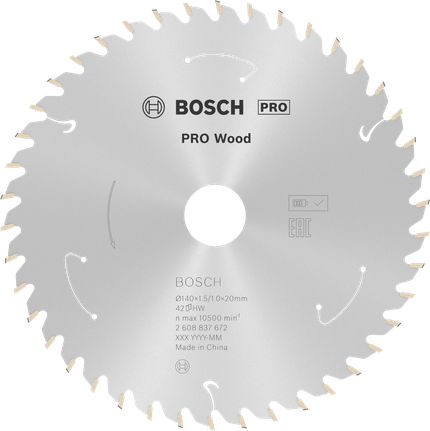 Bosch Professional Hoja de sierra circular PRO Wood cordless, 140 x 1,5 x 20 mm, T42 · 2608837672