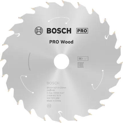Bosch Professional Hoja de sierra circular PRO Wood cordless, 150 x 1,6 x 20 mm, T24 · 2608837674