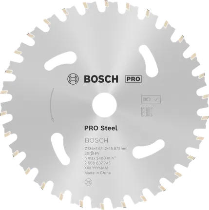 Bosch Professional Hoja de sierra circular PRO Steel cordless, 136 x 1,6 x 15,875 mm · 2608837745