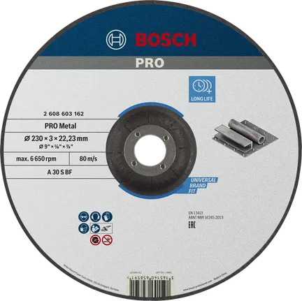 Bosch Professional Disco de corte abrasivo PRO Metal, 230 x 3 x 22,23 mm · 2608603162