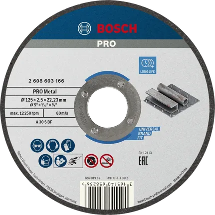 Bosch Professional Disco de corte abrasivo PRO Metal, 125 x 2,5 x 22,23 mm · 2608603166