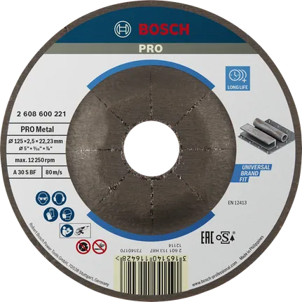 Bosch Professional Disco de corte abrasivo PRO Metal, 125 x 2,5 x 22,23 mm, oSa · 2608600221