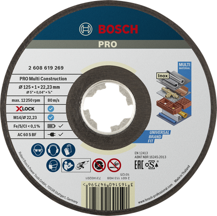 Bosch Professional Disco de corte PRO Multi Material X-Lock, 125 x 1 x 22,23 mm · 2608619269