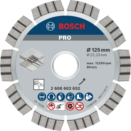 Bosch Professional Disco de diamante PRO Concrete, 125 x 22,23 mm · 2608602652