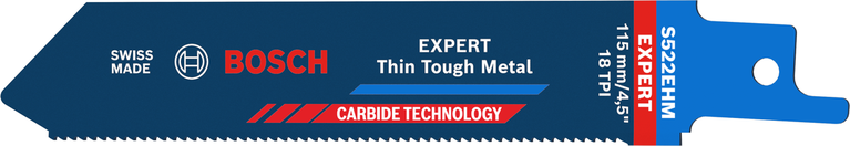 Bosch Professional Hoja de sierra sable EXPERT 'Thin Tough Metal' S 522 EHM, 1 unidad · 2608900359