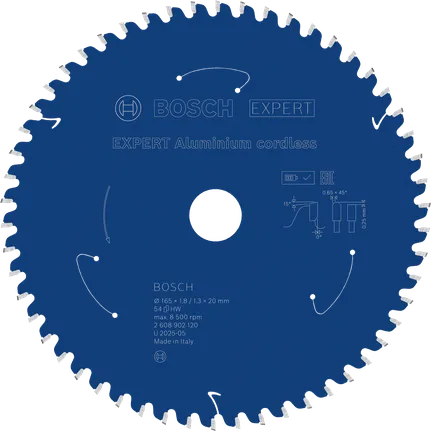 Bosch Professional Hoja de sierra circular EXPERT Aluminium cordless, 165 x 1,8/1,3 x 20 mm, T54 · 2608902120