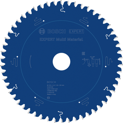 Bosch Professional Hoja de sierra circular EXPERT Multi Material, 210 x 2,4/1,8 x 30 mm, T54 · 2608642492