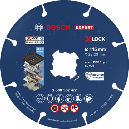 Bosch Professional Disco de corte con diamante EXPERT Metal, X-LOCK, 115 x 22,23 mm · 2608902472