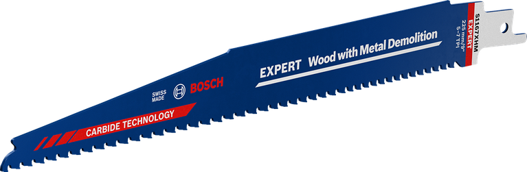 Bosch Expert Wood with Metal Demolition saw blade.