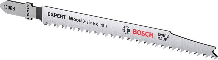 Bosch Expert T308B jigsaw blade for clean wood cuts.