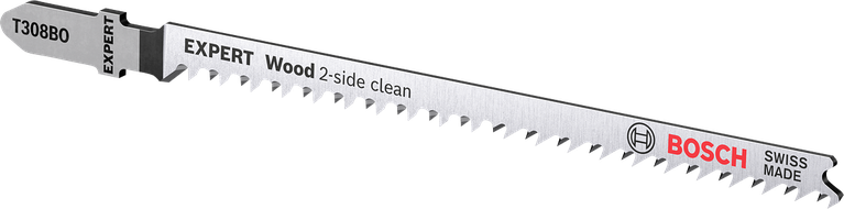 Bosch Expert T308B0 jigsaw blade for clean wood cuts.