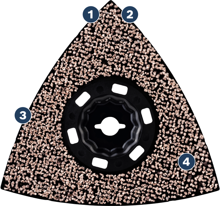 Bosch triangular carbide rasp for grout and mortar removal.